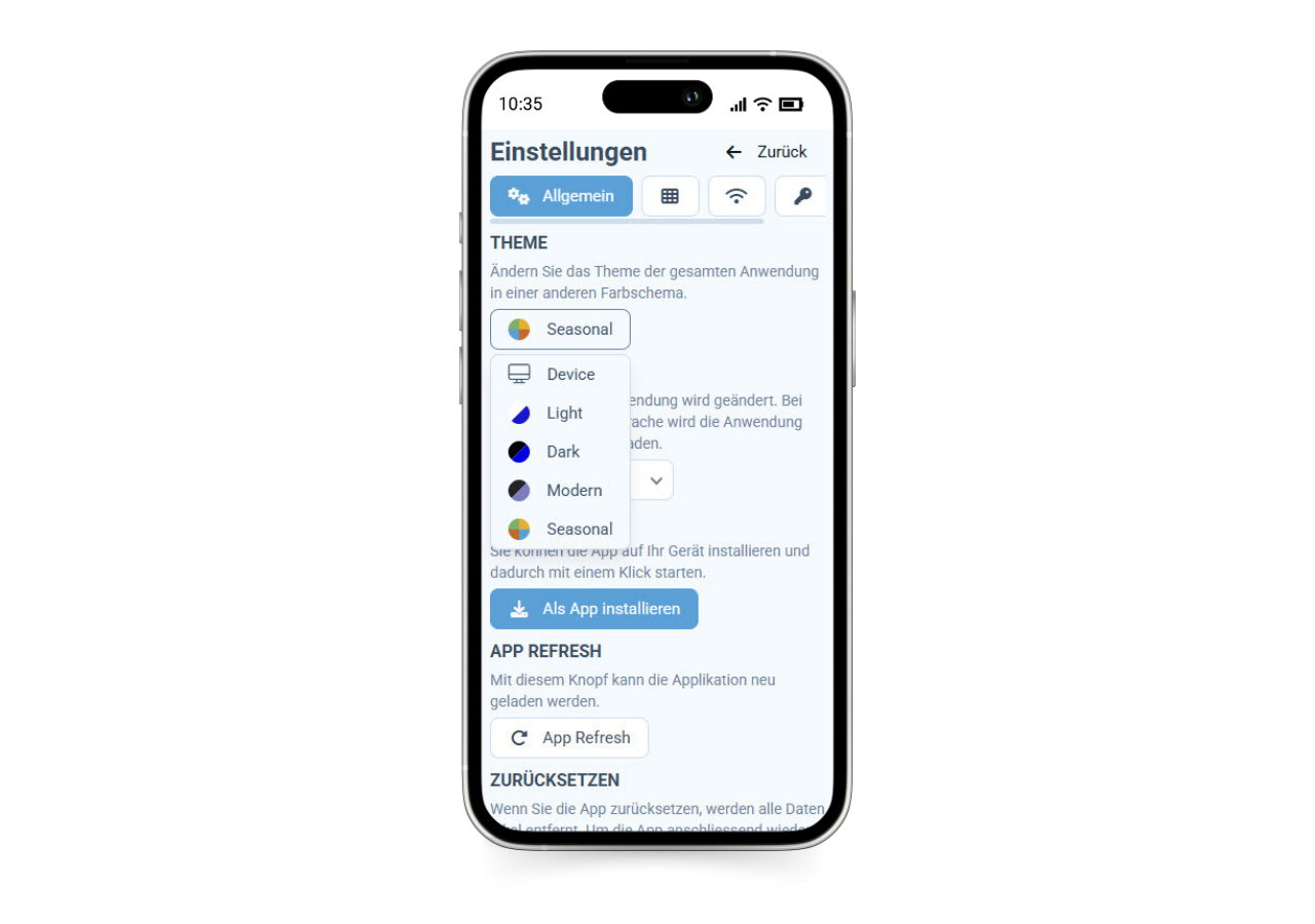 Saisonales Theme, Anpassung Benuzteroberfläche
