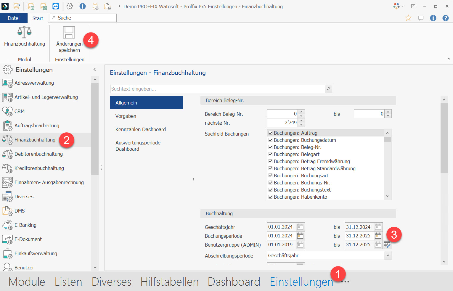 Proffix Geschäftsjahr anpassen